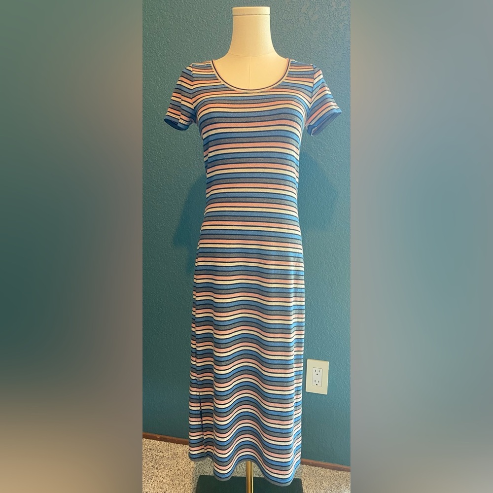 Loft striped midi dress PXS new with tags